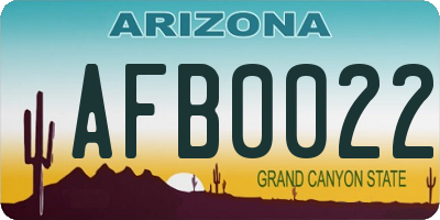 AZ license plate AFB0022