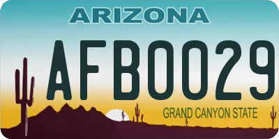 AZ license plate AFB0029