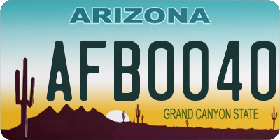 AZ license plate AFB0040