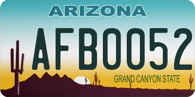 AZ license plate AFB0052