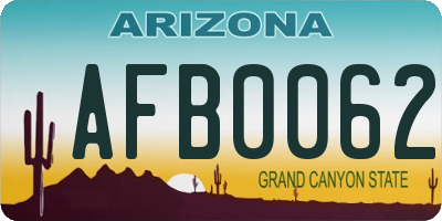 AZ license plate AFB0062