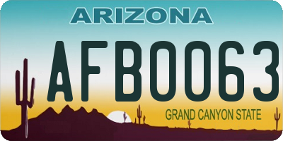 AZ license plate AFB0063