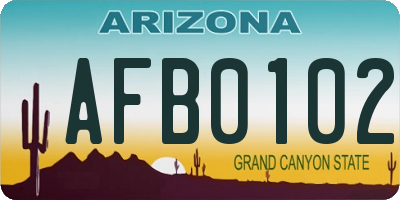 AZ license plate AFB0102