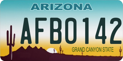 AZ license plate AFB0142
