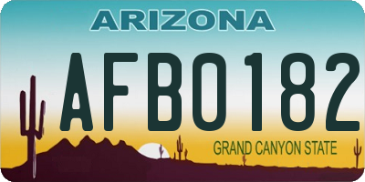 AZ license plate AFB0182
