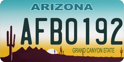 AZ license plate AFB0192
