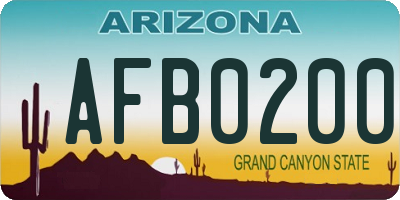AZ license plate AFB0200
