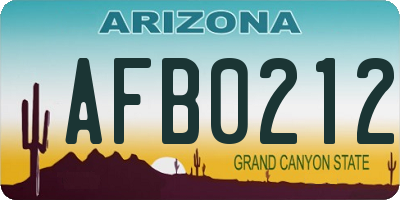AZ license plate AFB0212