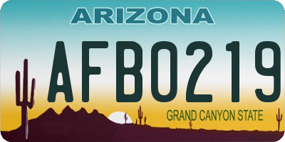 AZ license plate AFB0219