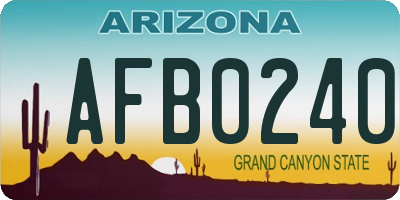 AZ license plate AFB0240