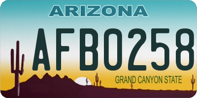AZ license plate AFB0258