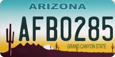 AZ license plate AFB0285