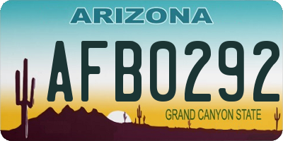 AZ license plate AFB0292