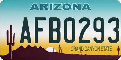 AZ license plate AFB0293