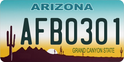 AZ license plate AFB0301