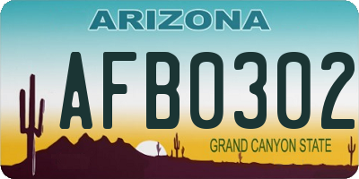 AZ license plate AFB0302