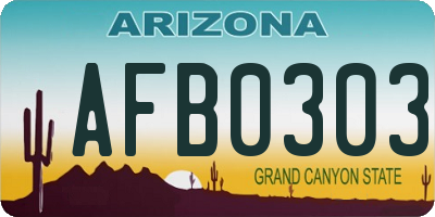 AZ license plate AFB0303
