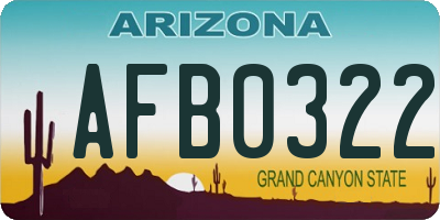 AZ license plate AFB0322