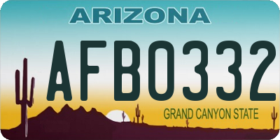 AZ license plate AFB0332