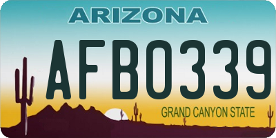 AZ license plate AFB0339