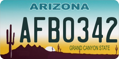 AZ license plate AFB0342