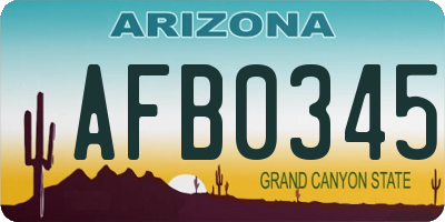 AZ license plate AFB0345