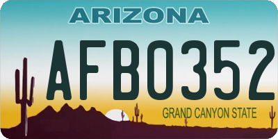 AZ license plate AFB0352