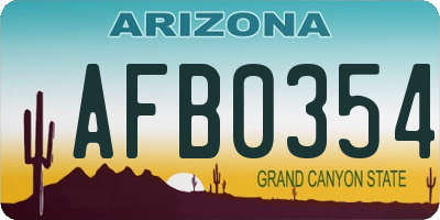 AZ license plate AFB0354