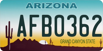AZ license plate AFB0362