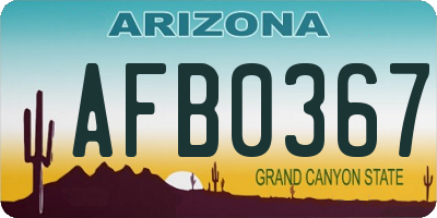 AZ license plate AFB0367