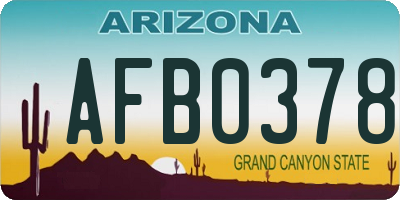 AZ license plate AFB0378