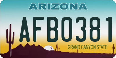 AZ license plate AFB0381