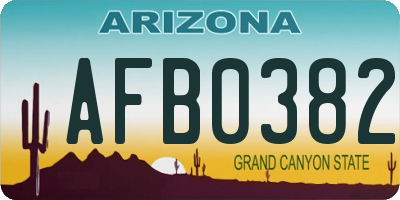 AZ license plate AFB0382