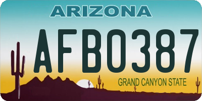 AZ license plate AFB0387