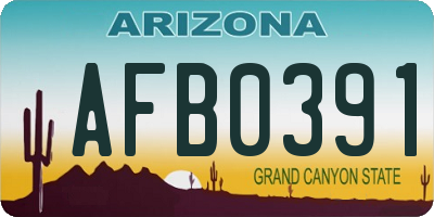 AZ license plate AFB0391