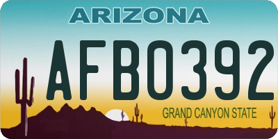 AZ license plate AFB0392