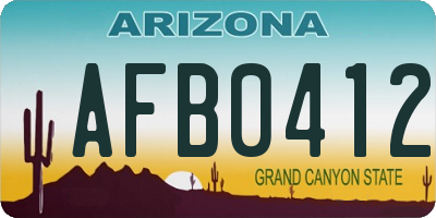 AZ license plate AFB0412