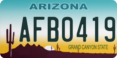 AZ license plate AFB0419