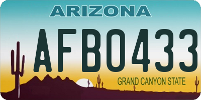 AZ license plate AFB0433
