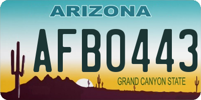 AZ license plate AFB0443