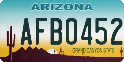 AZ license plate AFB0452