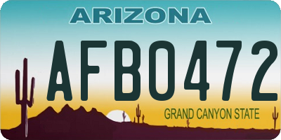 AZ license plate AFB0472