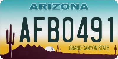 AZ license plate AFB0491