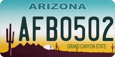 AZ license plate AFB0502