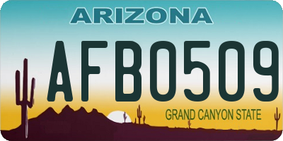 AZ license plate AFB0509
