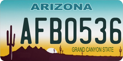 AZ license plate AFB0536