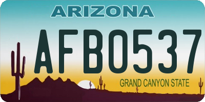 AZ license plate AFB0537