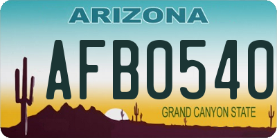 AZ license plate AFB0540