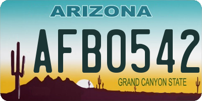 AZ license plate AFB0542