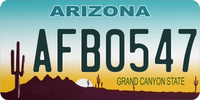 AZ license plate AFB0547